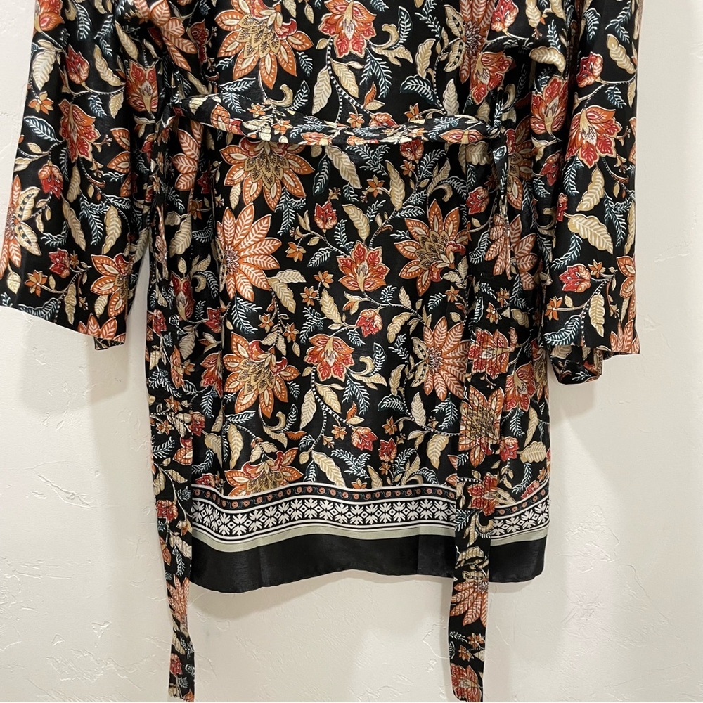 NWT MNG Mango Kimono Long Sleeve Satin Finish Floral Women's Small 4 - Picture 11 of 15